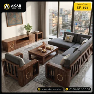 SF-326 এল-শেপ সোফা সেট (টিভি ইউনিট সহ) — AKAR সোফা