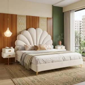 BED-508 ফুল-পাপড়ি আইভরি খাট | AKAR