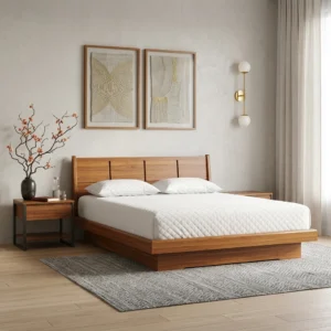 BED-515 ন্যাচারাল সেগুন প্ল্যাটফর্ম খাট | AKAR