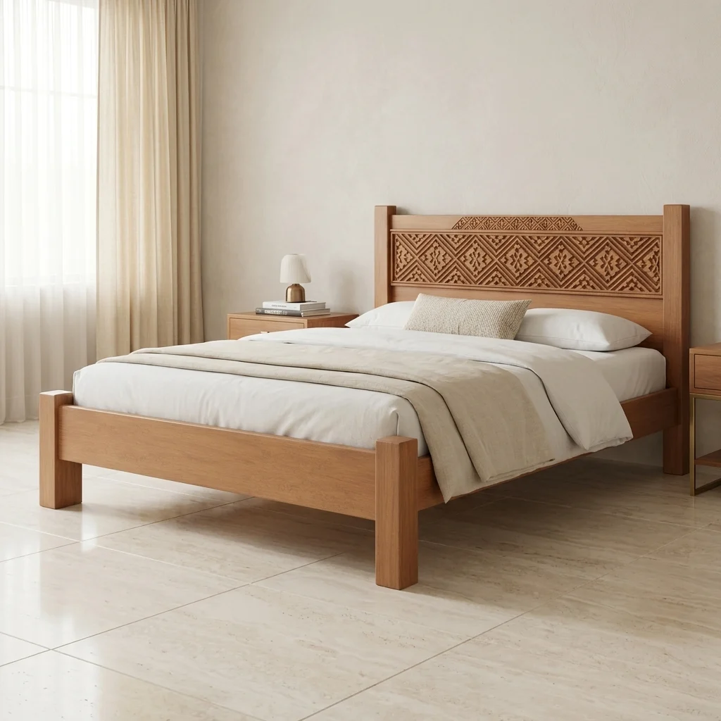 BED-526 — খোদাই করা সেগুন খাট