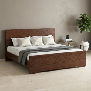 BED-527 শেভরন খোদাই সেগুন খাট | AKAR