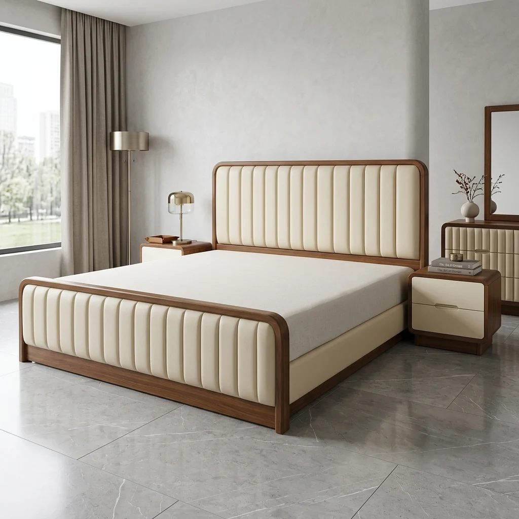 BED-528 — কাঠ ও কুশন কম্বো খাট